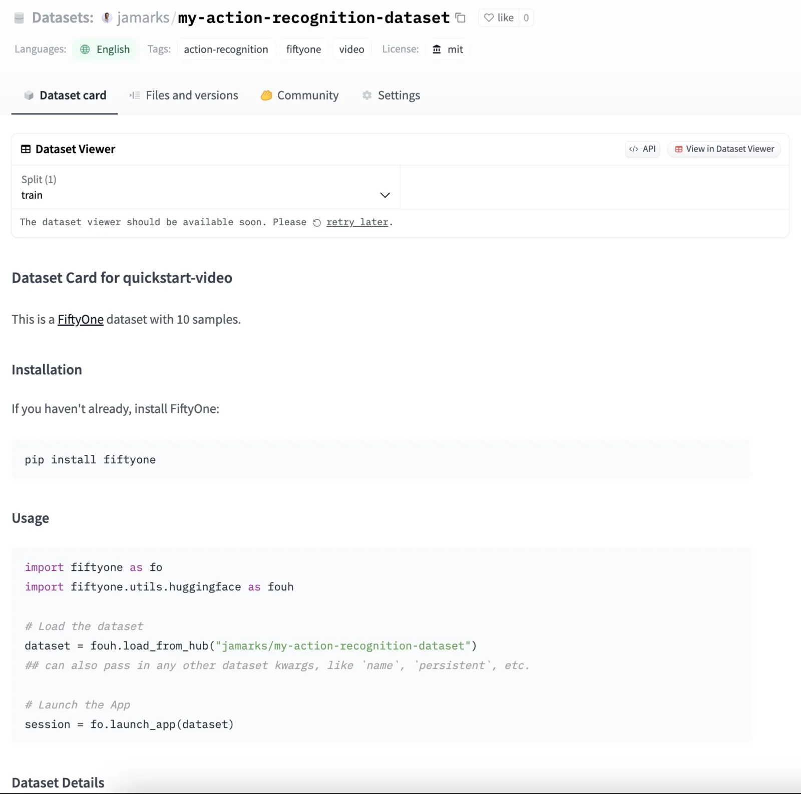 Pushing a dataset to the Hugging Face Hub with advanced options